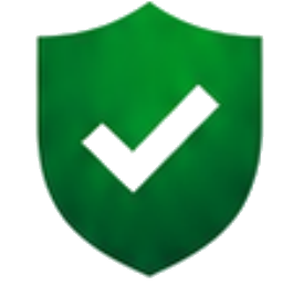 Green shield with a tick mark