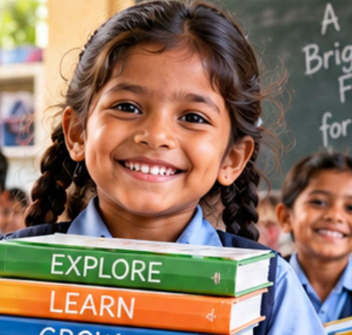 A student holding books
